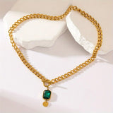 Collana con Pendente in Oro Verde e Catena Spessa