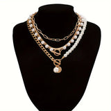 Set di Collana a Catena a Serpente in Perle Vintage e Oro