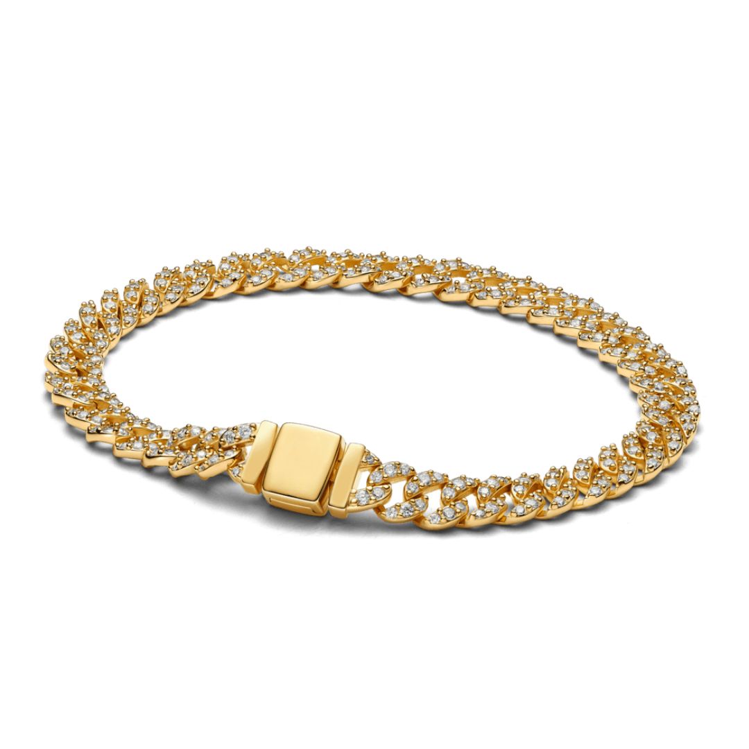 Bracciale Cubano Pave in Oro Senza Tempo