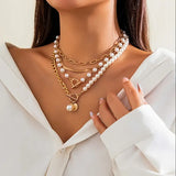 Set di Collana a Catena a Serpente in Perle Vintage e Oro