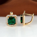 Orecchini in Oro con Zirconia Verde Quadrata