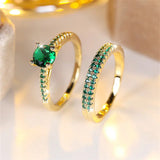 Anello Duo Serena in Oro con Smeraldo