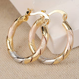 Vintage Orecchini A Cerchio in Oro, Argento e Rosa