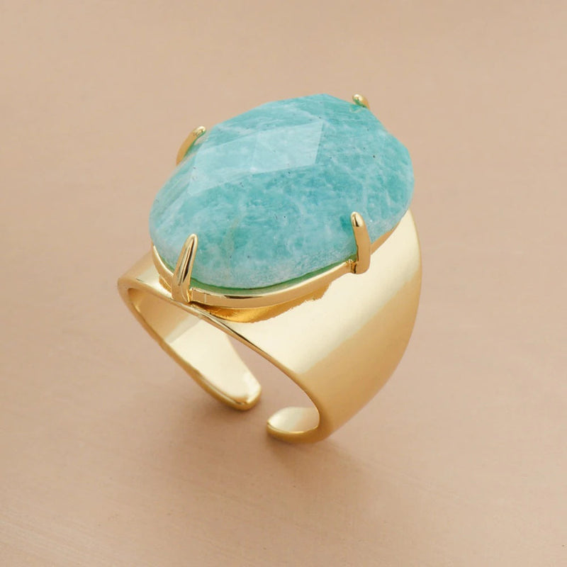 Anello della Dea Blu Amazonite Sofisticato