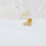 Mini Bling Trio Diamante Orecchini a Perno Piatto