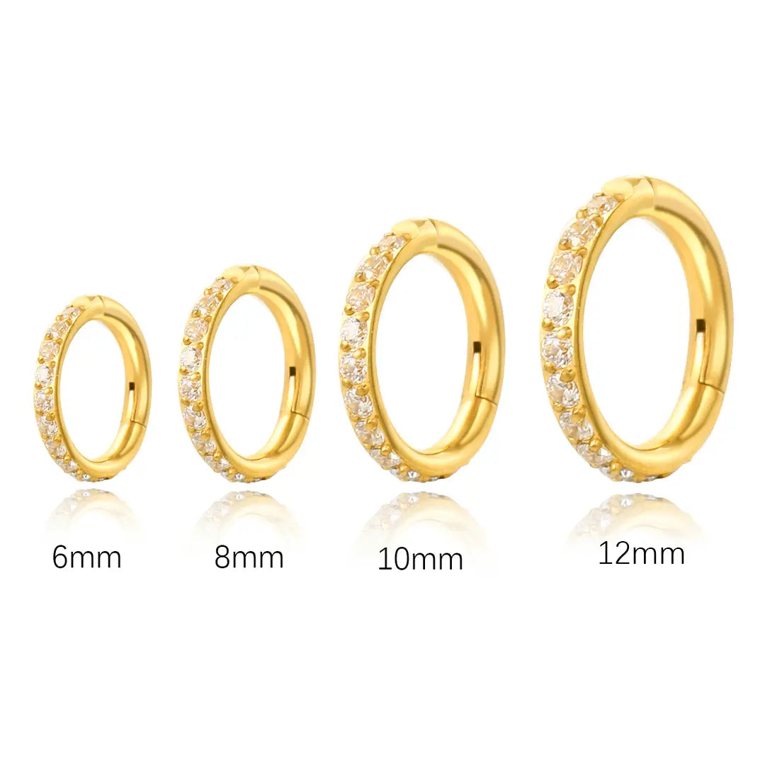 Anello Helix in Titanio Multidimensionale con Cristalli | Anello Conchiglia | Clicker Septum