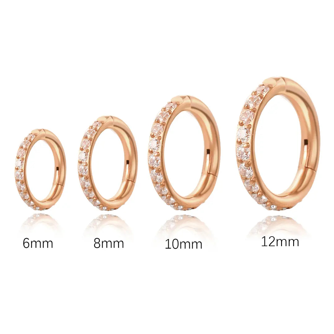 Anello Helix in Titanio Multidimensionale con Cristalli | Anello Conchiglia | Clicker Septum