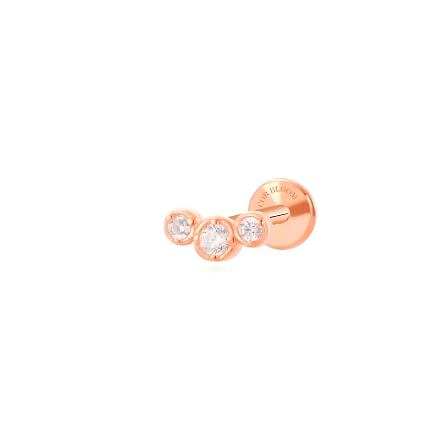 Mini Bling Trio Diamante Orecchini a Perno Piatto