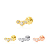 Mini Bling Trio Diamante Orecchini a Perno Piatto
