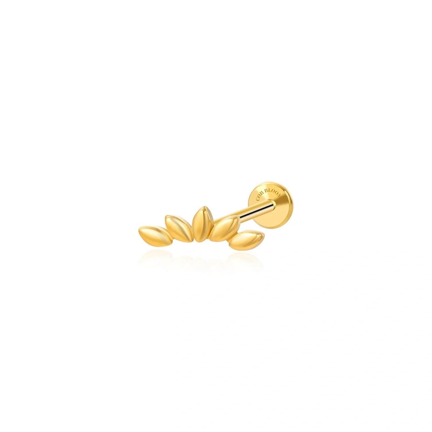 Stud per Piercing Piatto a Curva con Cinque Petali in Titanio