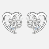 Orecchini a forma di zampa e cuore con Zirconia