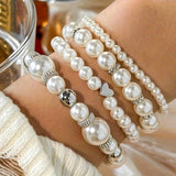 Set di Bracciali a Cuore di Perle Eleganti