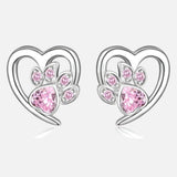 Orecchini a forma di zampa e cuore con Zirconia