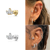 Orecchino Piercing Labret a Cuore a Tre Petali Sfavillante