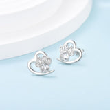 Orecchini a forma di zampa e cuore con Zirconia
