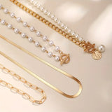 Set di Collana a Catena a Serpente in Perle Vintage e Oro
