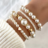 Set di Bracciali a Cuore di Perle Eleganti