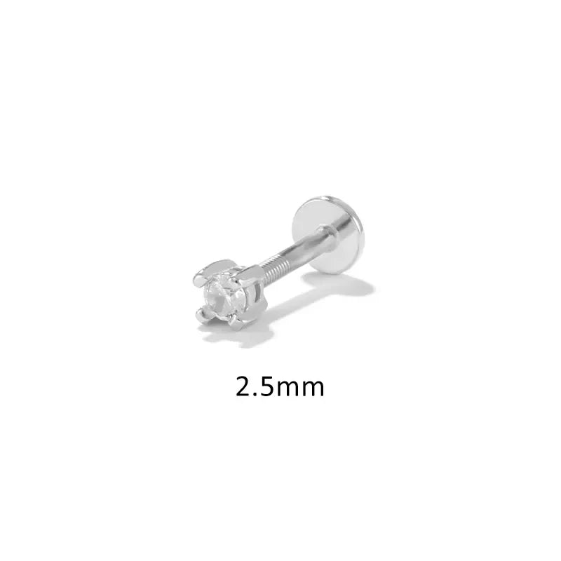 Piercing Minimalista con Diamante Piatto (16G)