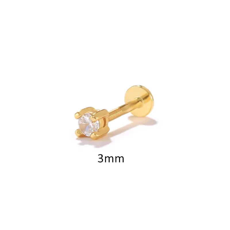 Piercing Minimalista con Diamante Piatto (16G)