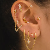 Piercing Labret con Diamante a Sette Petali