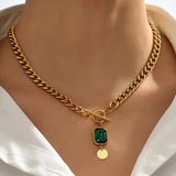 Collana con Pendente in Oro Verde e Catena Spessa