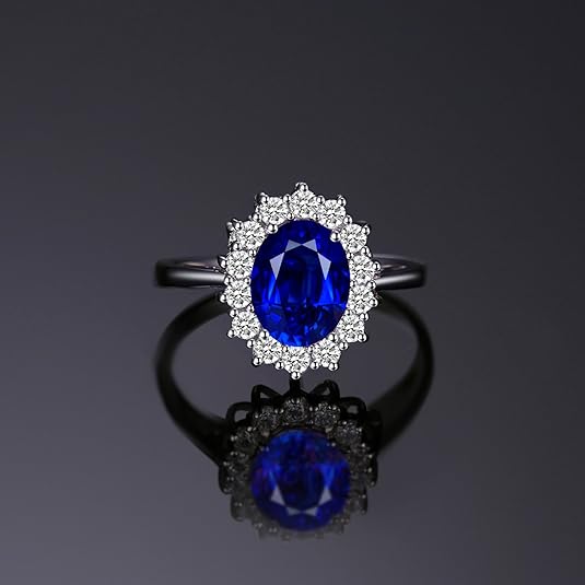 Anello Classico con Zaffiro Halo