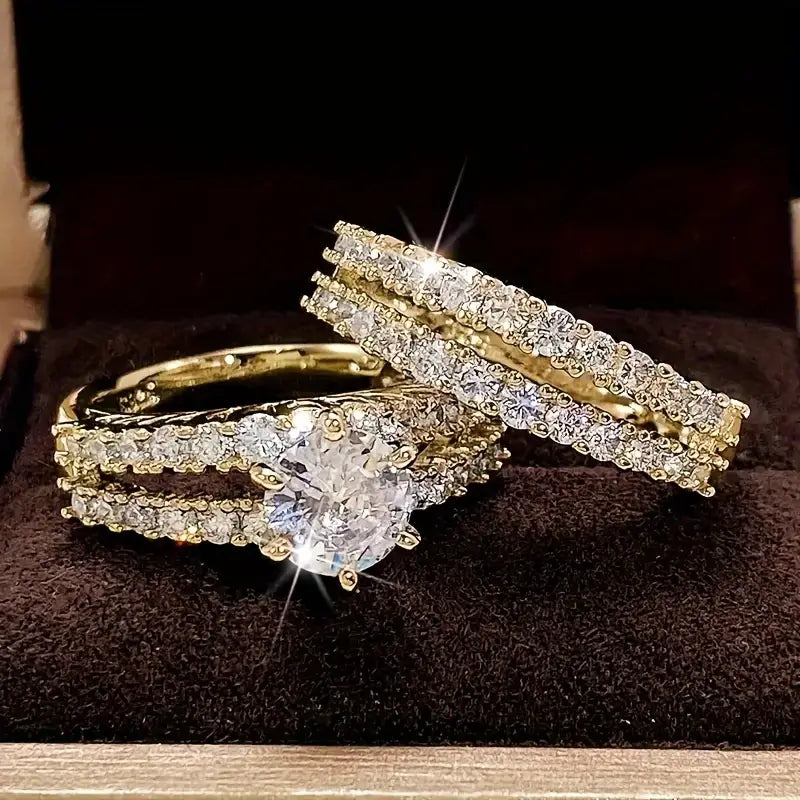 Set di Anelli Eleganti Radianti in Oro