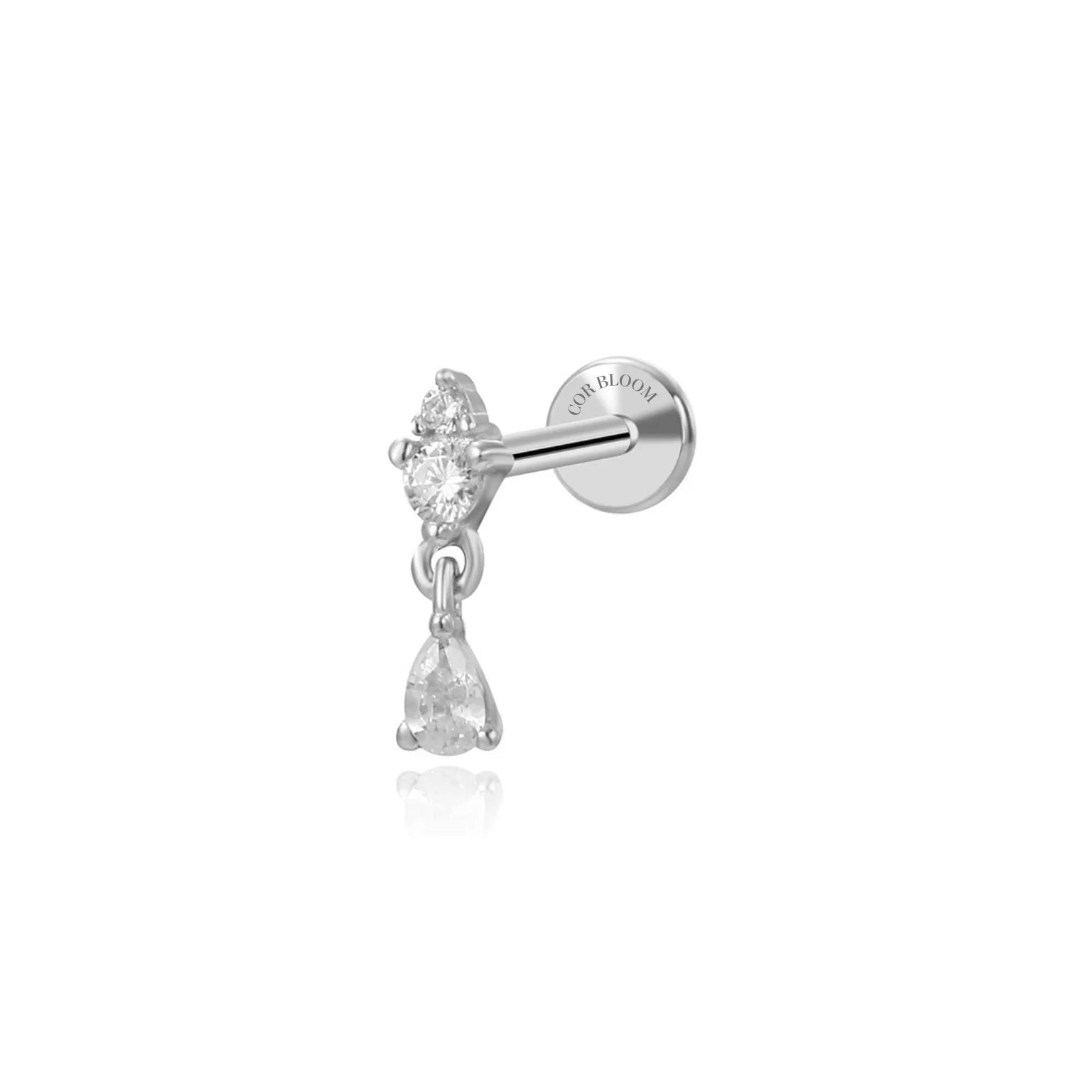 Piercing Labret con Goccia d'Acqua Pendente
