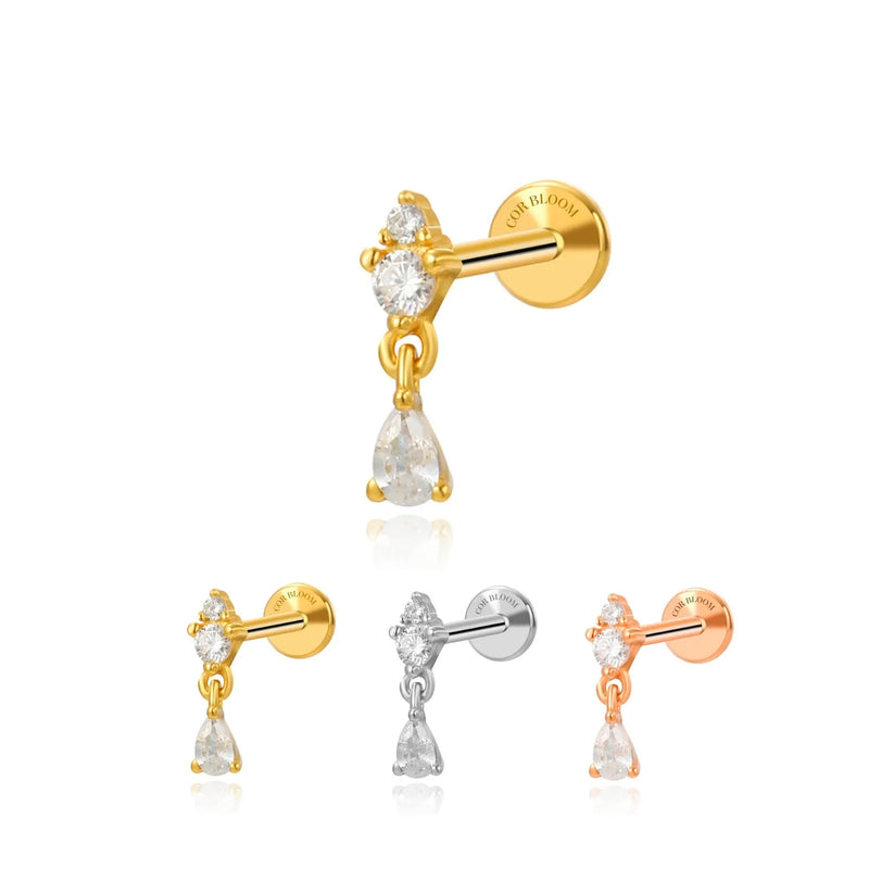 Piercing Labret con Goccia d'Acqua Pendente