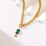 Collana con Pendente in Oro Verde e Catena Spessa