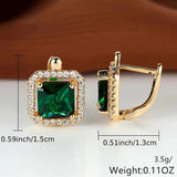 Orecchini in Oro con Zirconia Verde Quadrata