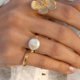 Anello in Perla Open Band Coin