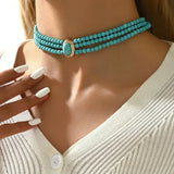 Collana Elegante Vintage con Perline Turchesi