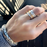 Anello in Argento Massiccio con Dettagli in Oro