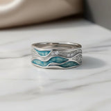 Anello Elegante con Onde in Argento Turchese
