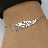 Bracciale Memoriale Argento con Ala d'Angelo e Impronta di Zampa