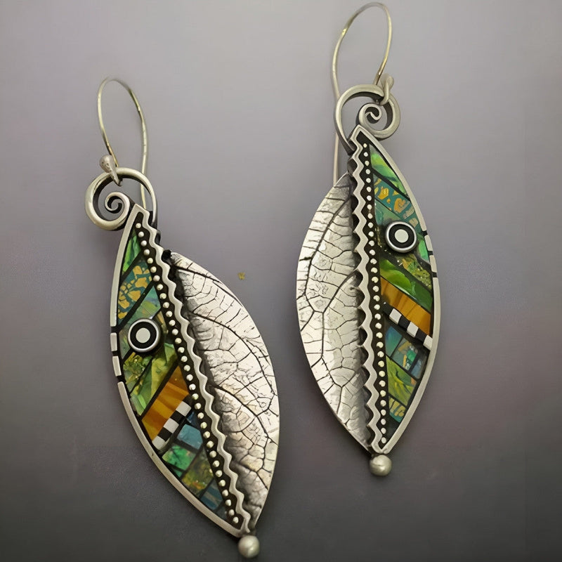 Orecchini Bohemien Colorati a Foglia