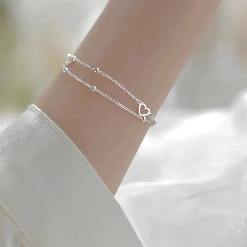 Bracciale a forma di cuore in argento con misura personalizzabile