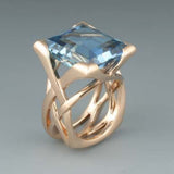 Anello Vintage in Oro Rosa con Zirconia Blu