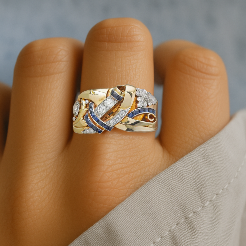 Anello Vintage in Zirconia Oro