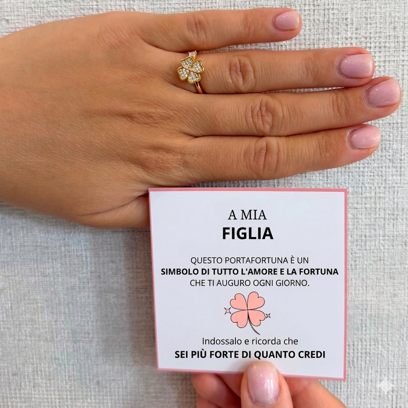 Per Mia Figlia – Anello Fidget Quadrifoglio Portafortuna | Regolabile