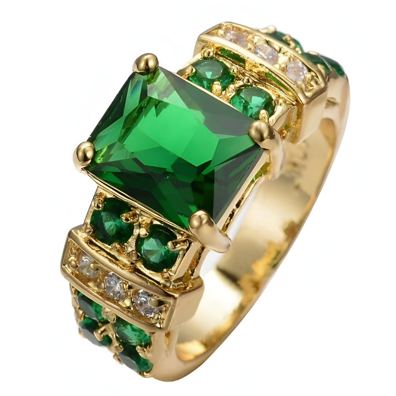 Anello Oro Verde Cristallino