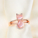 Anello a forma di gatto in oro rosa