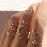10 confezione di anelli bohemien in argento e oro placcato