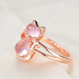 Anello a forma di gatto in oro rosa