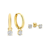 Set di Orecchini Eleganti in Pietra Dorata