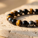 Bracciale "3 Protezioni" in Occhio di Tigre, Ematite & Obsidiana Nera