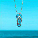 Collana con pendente Flip Flop in Opale Blu Argento