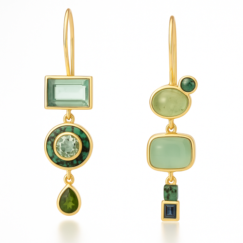 Orecchini Pendenti Verde Retro