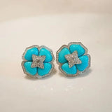 Orecchini a Fiore Blu in Argento Sofisticato